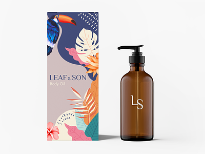Branding & Packaging for "LEAF & SON" brand brand identity branding cosmetic graphic design illustration logo logotype package package design packaging typography