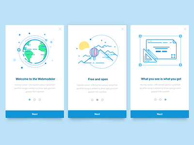 Onboarding cards - Webmodeler