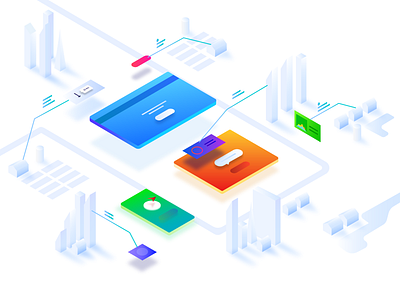 The creation of a user interface illustration interface isometric ui web