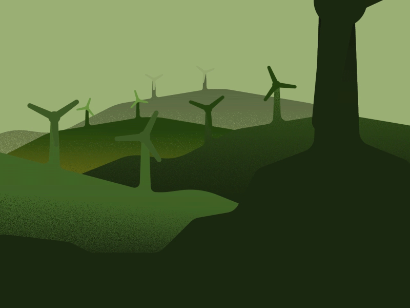 Wind Farm aftereffects animation earth green hills illustration wind wind farm