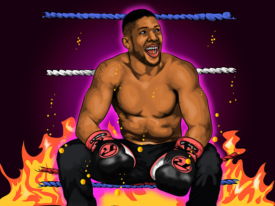 Aunthony Joshua Cartoon Design art artist boker boxing cartoondesign digitalart drawing fighter fire fireart fireworks graphics graphicsdesign kickboxing vector
