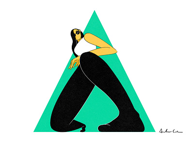 Triangle Pose digital art green illustration lady perspective photoshop triangle woman