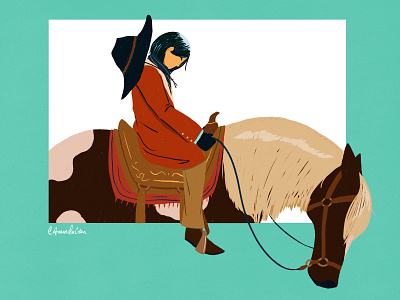 Ride On cowboy cowgirl digital art horse illustration photoshop
