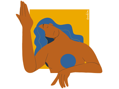Woman blue digital art hair illustration lady nude photoshop woman yellow