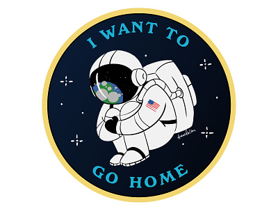 Homesick Astronaut astronaut digital art home illustration lonely outer space patch patch design photoshop space stars