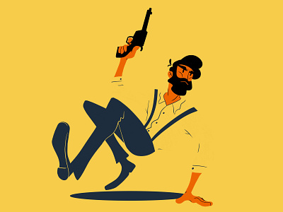 Shoot Out beard blue digital art gun gunslinger illustration photoshop shooter yellow