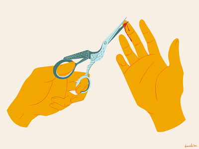 Bird Scissors bird scissors blood cut digital art hand hands illustration scissors yellow