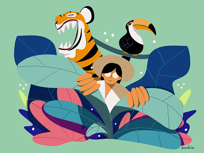 Jungle digital art explore explorer illustration jungle photoshop tiger toucan