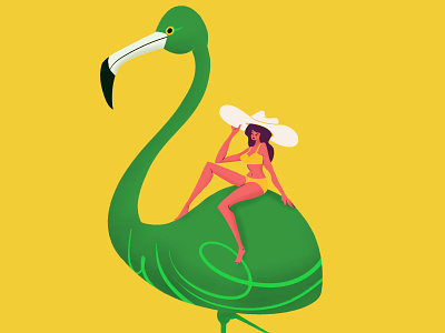 Green Flamingo digital art flamingo green flamingo illustration photoshop pin up pin up girl