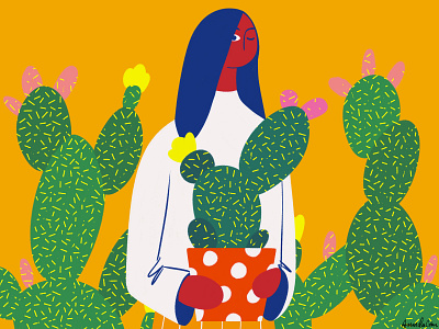 Prickly Pear cactus digital art illustration plant prickly pear