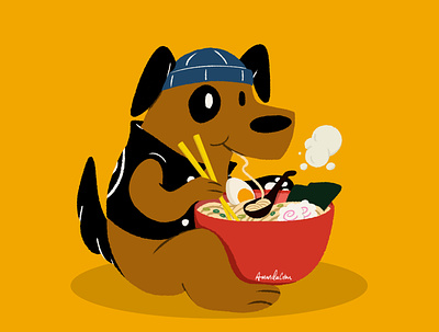 Ramen digital art dog illustration noodles photoshop ramen
