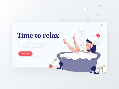 Time to relax✨ banner baths character design girl graphic design illustration people relax relaxation slider slider design ui vector web website