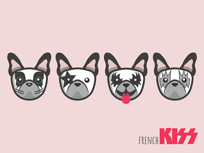 French kiss ✨🐶 bulldog design dog france graphic design illustration kiss poster vector