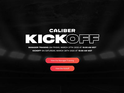 Caliber Kickoff Website 2020 brand branding caliber marketing design dznlabs logos typography webdesign website website design