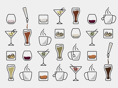 Conversation Is Best Over Drinks beer drinks illustration line art martini on tap vector whiskey wine
