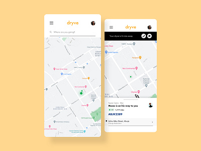 Cab Hailing App - Dryve bolt cab design taxi taxi booking app uber ui ui design uidesign uiux uiuxdesign uiuxdesigner ux