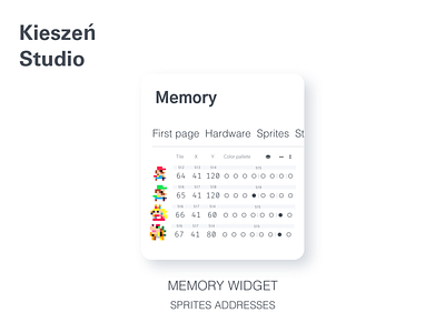 Memory sprite widget assembly code