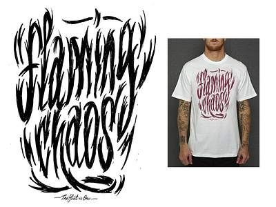 Flaming chaos t-shirt design apparel design fashion illustration lettering t-shirt type