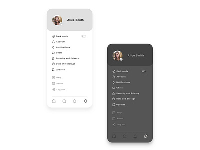 Minimal Message App Settings 007 applications behance daily 100 challenge dailyui dailyui 007 dark mode dribbble lightmode message app minimalist mobile ui settings settings ui ui uidesign uiux