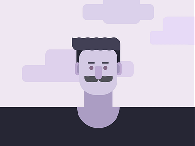 Gazer ae after effect animation behance clouds design dribbble flatdesign graphic guy motion motion graphics mustache purple waves