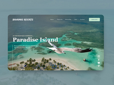 Mini break landing page design bahamas behance design dribbble holiday hotels interfacedesign island landingpage paradise resorts tropical ui uiux userinterface vacation webdesign