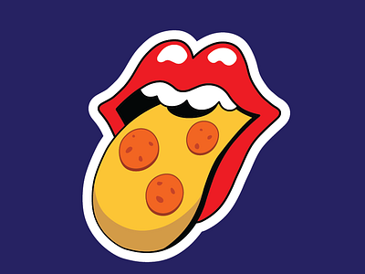 The Rolling Pizza icon italy pizza rock and pizza rolling stones sticker tongue