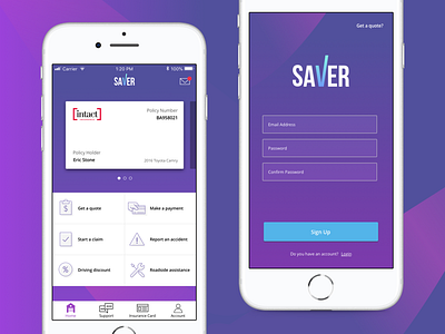 Saver App app apple insurance ios iphone landing mobile ui ux