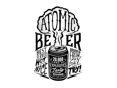 Atomicbeerdribbble atomic atomicbomb badge badge design beer drawing illusrtation lettering overloaded ovrstudio retro textures type design typography vintage