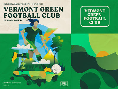 Vermont Green FC football green illustration soccer vermont