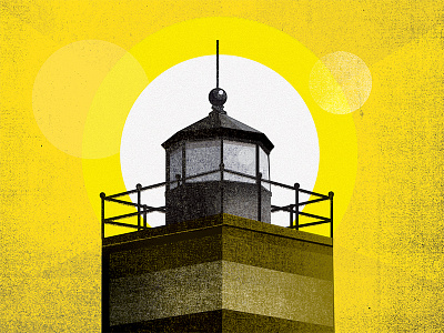 Lighthouse illustration lighthouse nautical ocean salty texture yellow