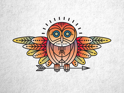MPL Owl arrow feather gradient hoot ink lines owl son