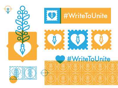 Write To Unite branding eat a fart trump futura heart logo olive pen stamp