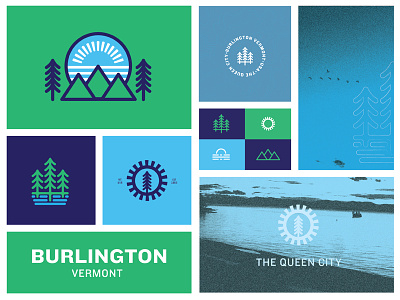 Burlington VT btv burlington flag lake mountains new england queen city trees vermont