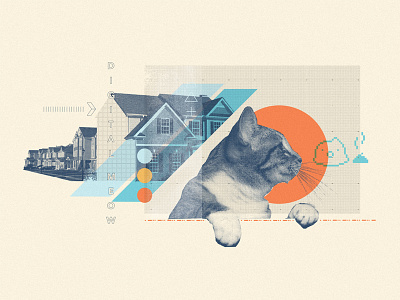 Digital Meow cat collage digital house poop
