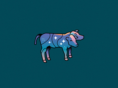 Twice As Many Stars calf cow gradient illustration poem stars