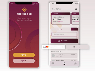 Martinz-X NG Savings and Loan App animation ui