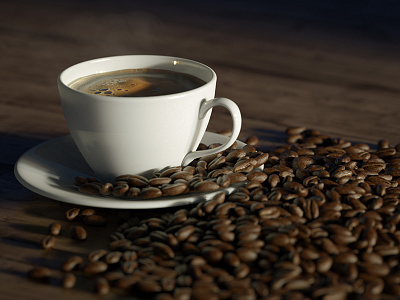 Cup Of Coffee 3d bean cinema 4d coffee composition drink modeling octane photorealistic render table texture