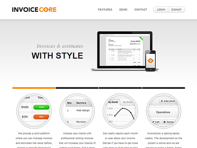 InvoiceCore invoicecore minimal simple web design