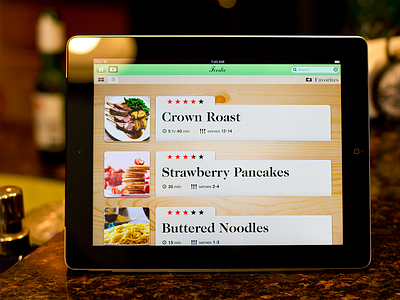 Foodie One app cook design food foodie ios ipad kitchen menu pancakes recipe ui
