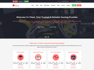 7host PSD Hosting Template 7host 7oroof.com host hosting