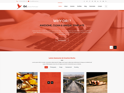 Ori – Multipurpose Business PSD Template agency blog bootstrap business clean company corporate creative design multipurpose origami portfolio