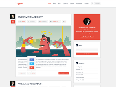 Logger – Flat Blog PSD Template awesome beautiful blog blogging clean corporate design facebook instagram logger minimalist personal