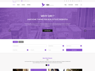 Ori Realestate agency blog bootstrap business clean company corporate creative design multipurpose origami portfolio