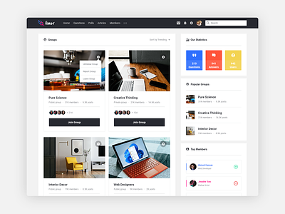 Himer Group Pages answers ask and answer member member profile profile qs questions questions and answers social social debate social discussion social network social profile ui design uiux user user profile ux design
