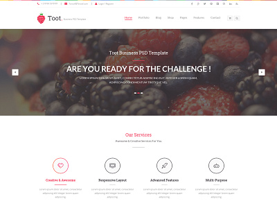 Toot – Multi-purpose Business PSD Template agency begha berry business clean company corporate creative multidemo multipurpose portfolio toot