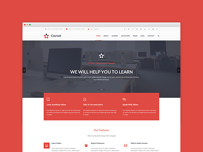 Coursat Awesome Course PSD Template classes college courses educational learning online courses revolution slider school seminar tutorials university workshop