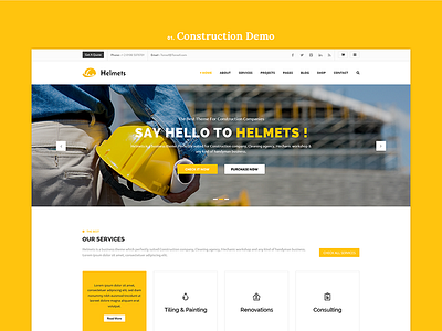 Helmets - Ultimate Template for Handyman architecture corporate electrician engineering handyman industry maintenance mechanic plumber remodeling renovation