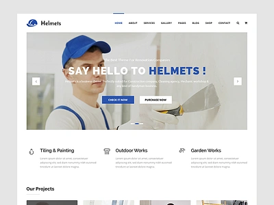 Helmets ٌRenovate - Ultimate Template for Handyman architecture corporate electrician engineering handyman industry maintenance mechanic plumber remodeling renovation