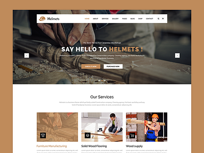 Helmets ٌCarpenter - Ultimate Template for Handyman architecture corporate electrician engineering handyman industry maintenance mechanic plumber remodeling renovation