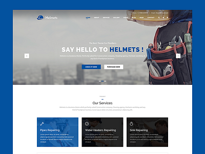 Helmets ٌPlumber - Ultimate Template for Handyman architecture corporate electrician engineering handyman industry maintenance mechanic plumber remodeling renovation